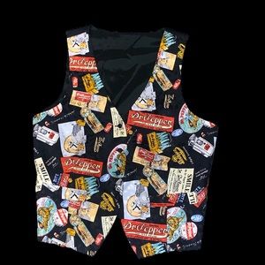 VTG 2000s Dr Pepper Signs/Pop Art Mens Poly/Silk Vest